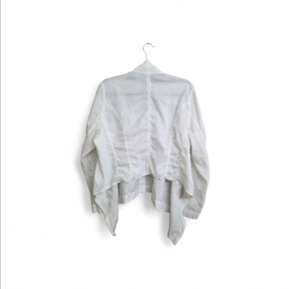Eileen Fisher Woman 1X Linen Blend Open Front Drape Jacket Ivory Italian Fabric - Picture 2 of 10